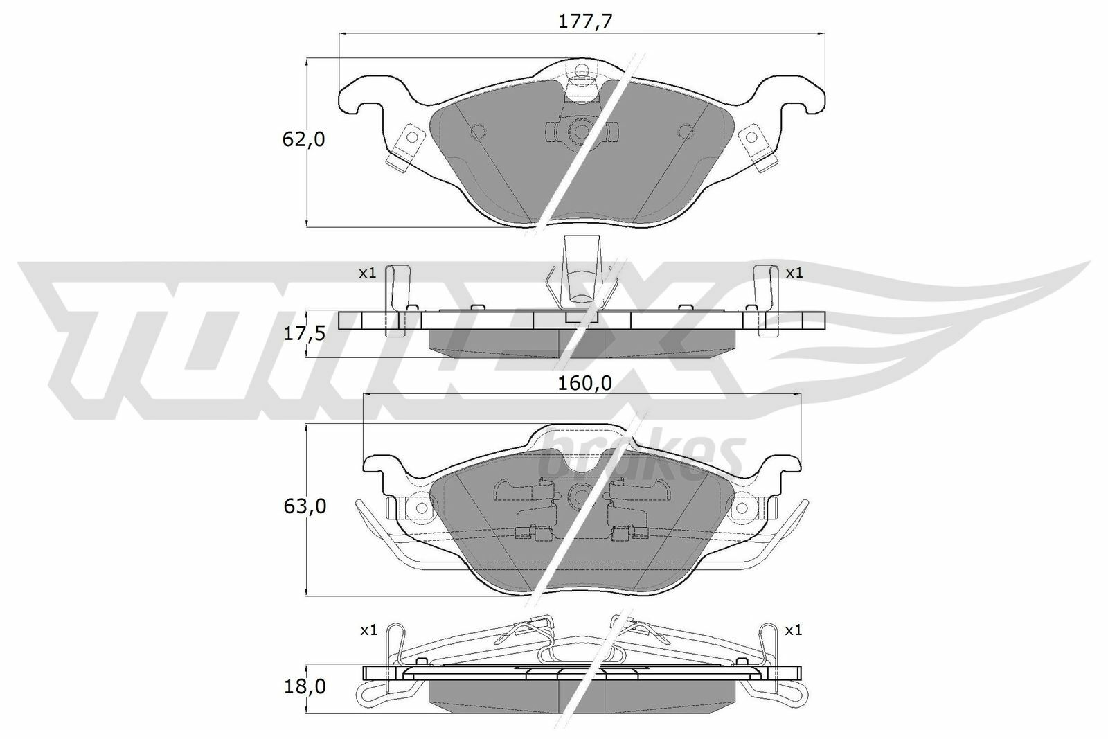 Sada brzdových platničiek kotúčovej brzdy TOMEX Brakes